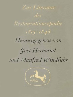 cover image of Zur Literatur der Restaurationsepoche 1815–1848